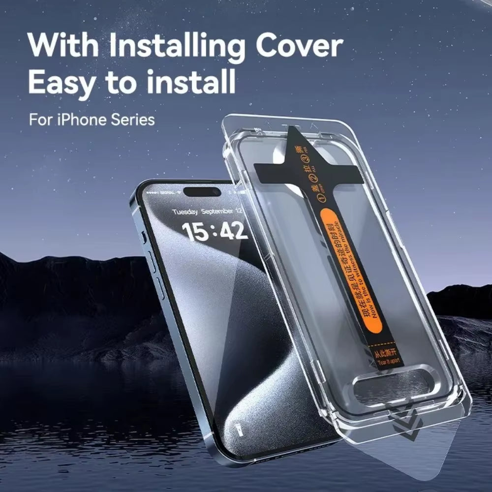 1/2Pcs HD Glass for  16 15 14 13 12 11 Pro Max Screen Protector 16 plus HD with Installing Cover HD Dust-Proof Glass