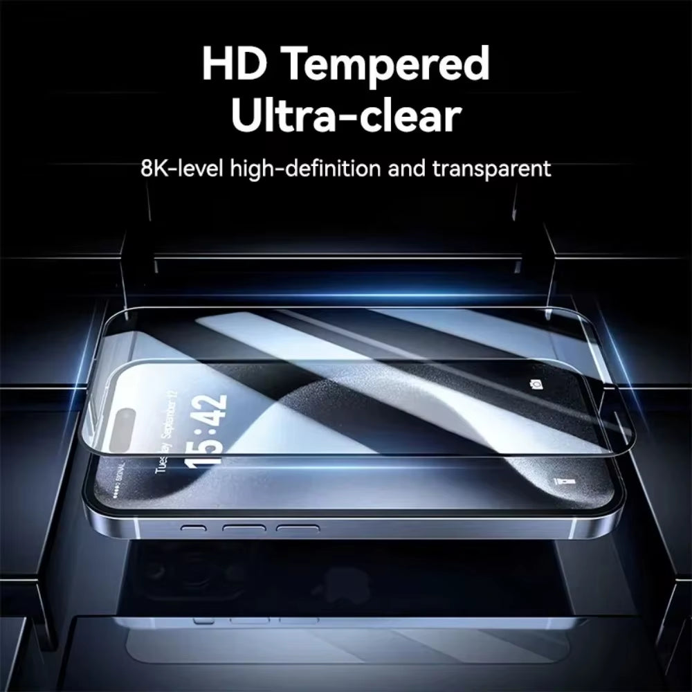 1/2Pcs HD Glass for  16 15 14 13 12 11 Pro Max Screen Protector 16 plus HD with Installing Cover HD Dust-Proof Glass